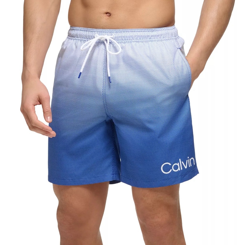 GRADIENT DOT SWIM TRUNKS IN SURF BLUE